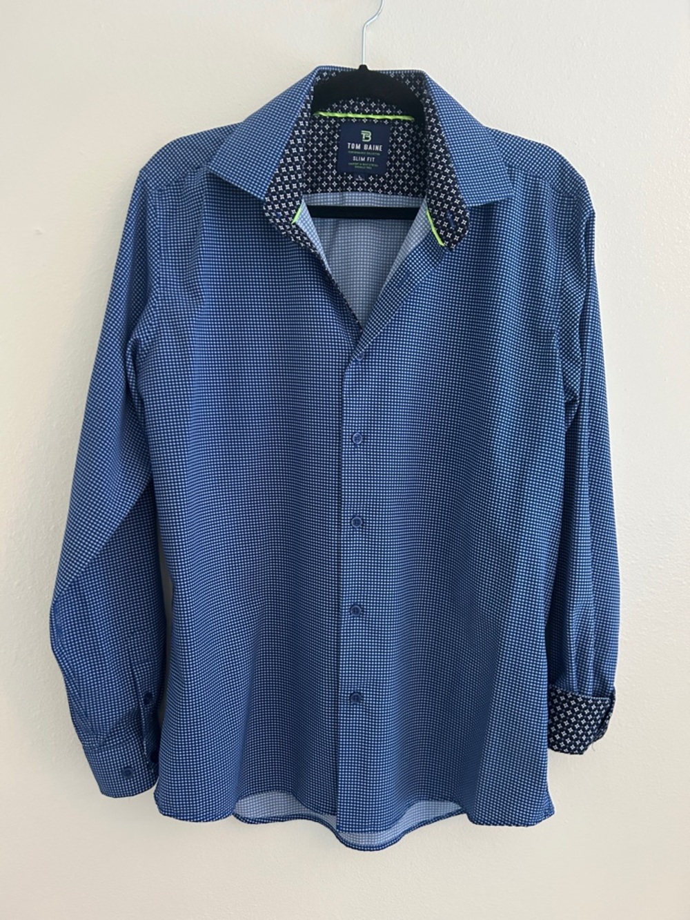 Men's Tom Baine Performance Collection Blue Slim Fit Wrinkle Free 4 Way Stretch